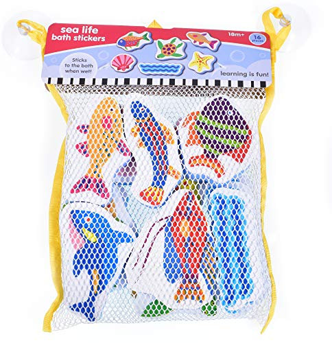 KandyToys Juguetes de baño para vehículos de Animales Marinos de 16 Piezas en Bolsa Colgante | Juguetes de baño para bebés