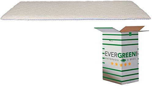 EVERGREENWEB Topper 90x200, 4 cm Hoch aus Memory Foam Flocken und Merinowolle, Matratzenauflage mit Bindebändern, Orthopädische Matte aus Viscoschaumstoff, Matratzenschoner Sommer-Winter doppelseite