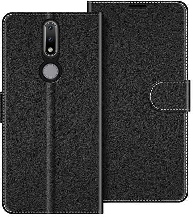 COODIO Handyhülle für Nokia 2.4 Handy Hülle, Nokia 2.4 Hülle Leder Handytasche für Nokia 2.4 Klapphülle Tasche, Schwarz