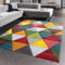CARPETIA Abstrakter Wohnzimmer Teppich mit modernem bunten Dreiecksmuster Design orange grün rot - pflegeleicht Größe 200 x 290 cm