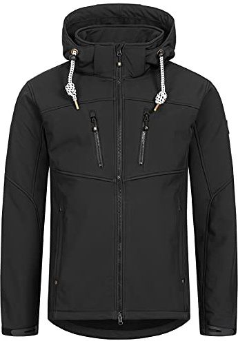 Deproc Active Herren Herren Softshelljacke mit Abnehmbarer Kapuze Übergangsjacke Windbreaker #Ankerglutfreiheit Softshelljacke