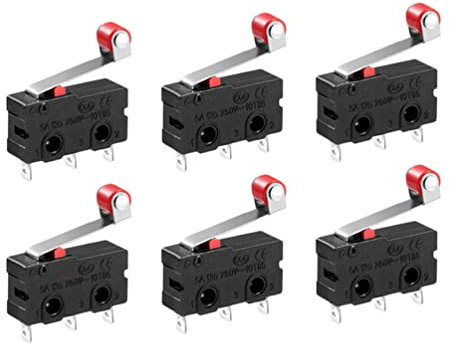 UKCOCO Rollenhebel 10Pcs 250V 5A SPDT 1NO 1NC Momentary Scharnier 3 Pins Micro SPDT Snap Action Mikroschalter Typ Hebel Mikro Empfindliche Takt Schalter für Test Instrument Hebelarmgröße