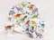 Rainbow Decors Dinosaurs Breakfast Set 3 Pieces Fine Bone China Kids Children Set Dinos Collage Plate Mug Egg Cup Hand Decorated UK, White