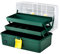 Calogy Lidded Storage Bins, 3 Layer Multifunctional Plastic Organizing Storage Boxes with Lids and Handle, Fits for Medicine, Art Supply, Makeup, Nail, Sewing and Kitchen Gadget (Green)