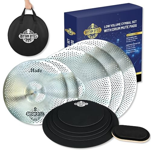Juego de platillos de bajo volumen con almohadillas silenciadoras de tambor, juego de platillos de 14/16/18/20, almohadillas de reducción de ruido de tambor 10/12/13/14/16 | Platillo Bolsa