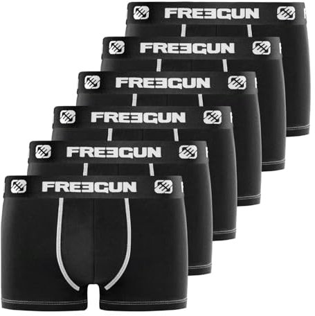 Boxer Homme Coton, Caleçon Homme Ultra-Doux et Stretch (Lot de 6), Noir Taille L