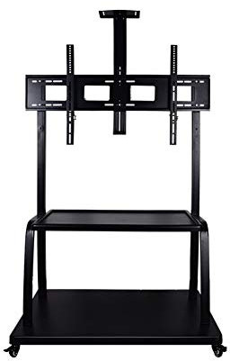 Soporte de Piso para TV Soporte de TV móvil para Pantalla de Plasma LED OLED LCD de 32-100, Soporte de Piso para Carro de TV Alto Ajustable en Altura con Bandeja y Ruedas de hasta 80 kg