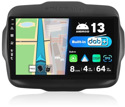 JOYX Android 12 IPS Autoradio Passt für Jeep Renegade (2015-2018) - Eingebaut DAB - Kabellos Carplay/Android Auto - 4G+64G - LED Kamera + MIC - 9 Zoll 2 Din - SWC DSP WiFi Fast-Boot 360-Kamera AHD 4G