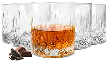 Sendez 6 Whiskygläser 280ml mit Relief Wassergläser Saftgläser Longdrinkgläser Trinkgläser Cocktailgläser