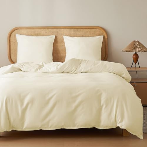MR&HM Bettwäsche 200x220 3-teilig Baumwolle - Bettwäscheset aus 100% Baumwolle 200 x 220 x 1 Plus Zwei Kissenbezüge 80 x 80 mit Reißverschluss, weiche und komfortable Bettwäsche, Hellgelb