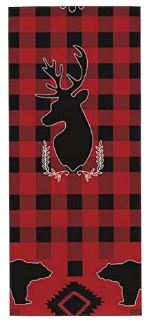 SAINV Deer Bear Buffalo Check Absorbent Towel 12x27.5 Inches for Bathroom Beach Bachelorette Party, Machine Washable and Reusable