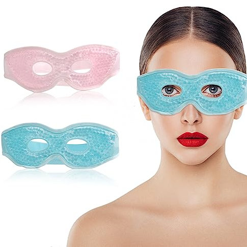 2 Stück Augenmaske Kühlend, Wiederverwendbar Gel Kühlmaske Kühlpads Kühlbrille für die Augen, Kühlende Schlafmaske Eismaske für Migräne/Augenringe/Kopfschmerzen/Trockene Augen/Geschwollene