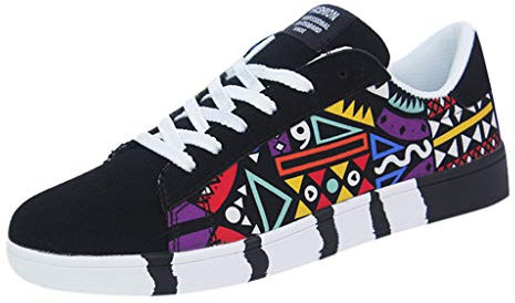 IQYU Zapatos frescos para hombre, zapatos casuales de neón para zapatos de lona con cordones deportivos para hombres, zapatillas de deporte para hombre, 42,5, Negro , 40 EU