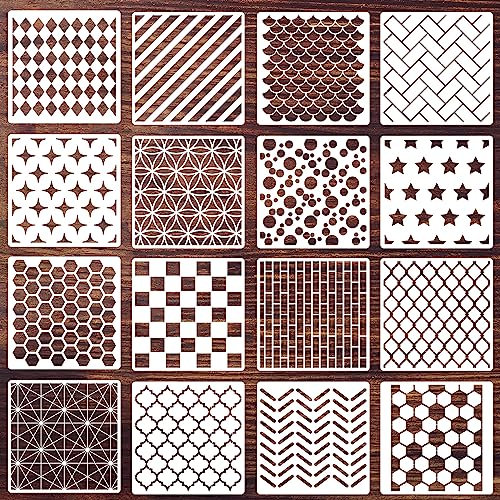 SUNVERSE Geometrische Textur-Malschablonen, Schichtschablone zum Malen auf Holz, Wand, Scrapbooking, Möbelstoffen