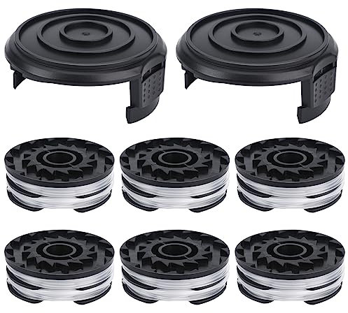 Eyoloty 8 Stück Fadenspule passend für Parkside LIDL Akku-Elektro-Rasentrimmer PRT 550 A1,PRT 550 A2,PRT 550 A3,PRT 550 A5,PRT 550 B6,PRTA 20-Li B2,PRTA 20-Li C3 Länge 10 m Ø 1,6 mm (6 Spulen+2 Kappe)