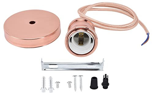 E27 Douille De Lampe Suspendue, 100-240V Vintage Corde Suspension Cordon Installation Facile Éclairage De Plafond Rétro Douille Pour Chambre, Cuisine Décor(Or rose)