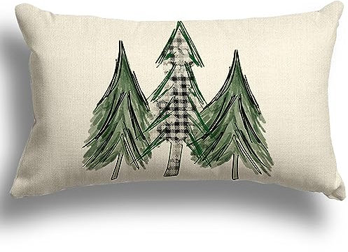 ZWJD Kissenbezug Weihnachten 30x50 1er Set Kissenbezüge Dekokissen Leinen Kissenhüllen für Deko Weihnachten Sofa Schlafzimmer Couch Kissenbezug 30x50 cm