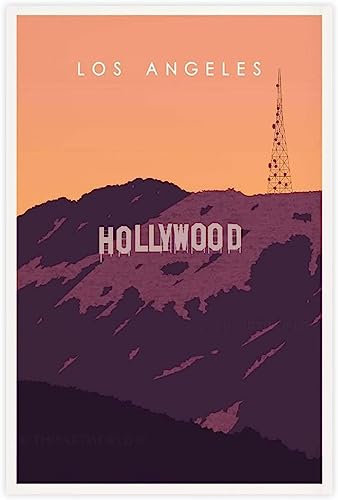 Leinwand Poster Hollywood Landschaft Vintage Reise Poster Malerei Home Dekoration Wand Poster Kunst Wandbild die Ungerahmt 50x75cm