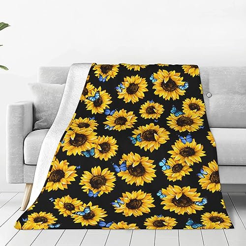 Sunfloewer - Coperta morbida e accogliente in flanella leggera, coperta di lusso in pile, regalo per divano, sedia, biancheria da letto, soggiorno, 152 x 127 cm