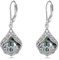 POPLYKE Lotus Blume Ohrringe 925 Sterling Silber Träne Blatt Moos Achat Dangle Ohrringe für Damen Lotus Schmuck Geschenke Geburtstag