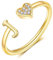 FUNEIA Herz Ring mit Buchstaben Damen Frauen Gold Silber Rosegold Verstellbarer Initiale A-Z Zirkonia Fingerring Stapelring Wasserfest Buchstabering Schmuck Mädchen Geschenkbox