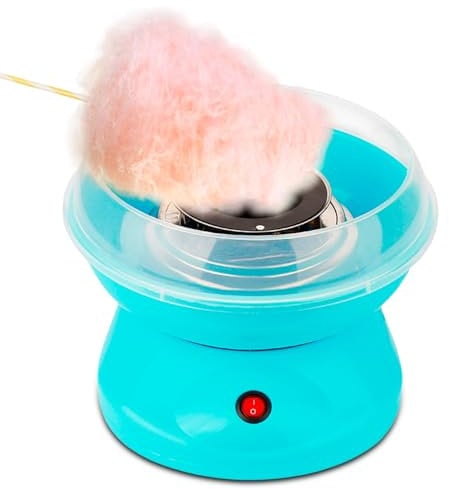Zuckerwattemaschine Retro Cotton Candy Machine: Zuckerwatte Maschine mit Stäbchen und Messlöffel, Zuckerwatte Zucker Set Höhe 27 cm für Zuhause Kindergeburtstag Party Blau