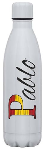 C&P Botella personalizada con nombre, Botella de agua acero inoxidable térmica de doble Capa bebidas frías 24h y Calientes 12h, Capacidad 500 ml (ESPAÑA)