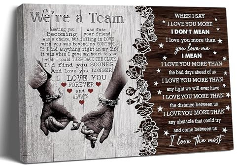 Balgardekor Kunstdruck auf Leinwand, Motiv We're A Team, Geschenk für Ehemann, Ehefrau, Weihnachten, Geburtstag, Jahrestag, Paar, Liebhaber, Heimdekoration, Bild für Schlafzimmer, Wohnzimmer (40,6 x