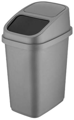 Cok Papelera de 10 L para Oficina, Cocina, Baño con tapa de cierre automática, para evitar olores o visión de residuos. 29,5 x 18 x 36,5 cm (Gris)