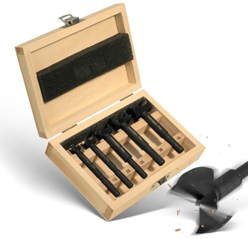TOOLMAYS Meche Bois 5 pcs Set. Fraise Bois pour Ø 15/20/25/30/35 mm, Mèche Forstner Bois Longueur 90 mm, Set de Foret Bois