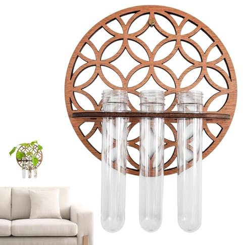 Pflanzen-Terrarium-Vermehrungsstation, wandmontierte Pflanzenvermehrungsstation | Anzuchtstation mit Holzständer und 3 Reagenzgläsern,Wandmontierte Vermehrungsstation für Terrassengarten, Heimdekorati