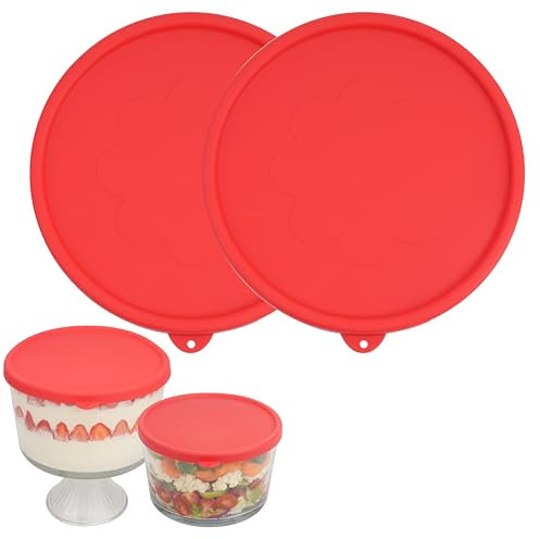 PUREKRA 2 Pack Silicone Lid for Anchor Hocking Footed Glass Trifle Bowl & Shallow Trifle Bowl （104 Oz / 3-Quart), Dishwasher And Microwave Safe (Bowl not included)