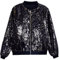 Fowjknww Herren Jacke Pailletten Bomberjacke Shiny Sparkly Glitter Varsity Jacke Halloween Party Disco Kleidung Leicht Glänzende Clubwear Casual Lässiges Comfort Outwear Streetwear