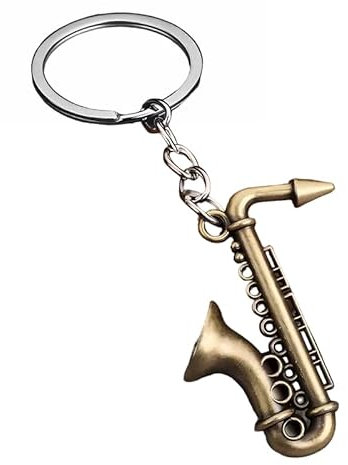 Schlüsselanhänger mit Saxophon-Musikinstrument, gold, One size
