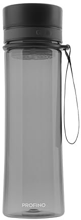 PROFINO Infuze Trinkflasche Auslaufsicher mit Obsteinsatz/Sieb, 600ml, Flasche mit weiter Öffnung für leichte Befüllung und Reinigung - Spülmaschinenfest - Durchsichtig - BPA frei