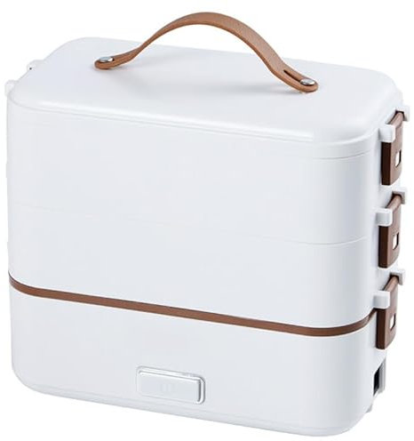 Electric Lunch Box Food Heater, Self Cooking Electric Lunch Box, 2 in 1 Portable Heated Lunch Box for Home Work Adults Student Food Heating, Leak Proof, Double Layer 3