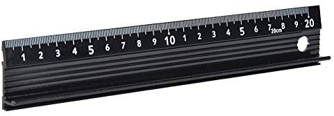 Schneidelineal, L-förmiges Messwerkzeug aus Aluminiumlegierung Zur Längenmessung mit Schutzplatte, Tintenstruktur, Stabiler Gummistreifen, Heimgebrauch (L-Typ 20 cm)