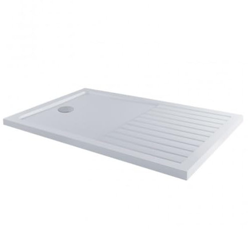 Milano Lithic White Textured Anti Slip Rectangular Shower Drying Tray - 1600mm x 800mm