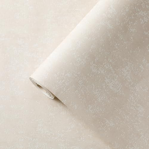 Industrial Concrete Wallpaper - Light Cream Cement with Subtle Metallic Glitter Textured Wallpaper Feature Retro Decorative Luxury Wall Paper Roll for Living Room, Hallway, Bedroom