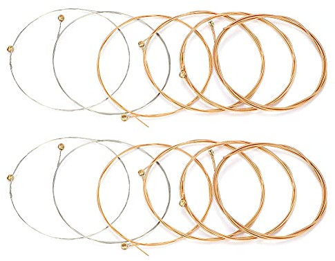12 Stück Gitarrensaiten, Gitarrensaiten aus Kupfer und Stahl, 12-saitige Folk-Gitarrensaiten für Folk-Gitarre