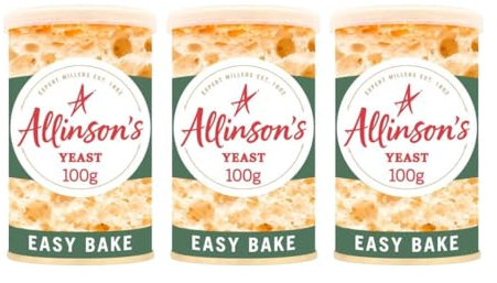 Allinson's Easy Bake Yeast Tin 3X100g – Fast Action Yeast for Bread Makers and Hand Baking – Ideal for Quick and Instant Recipes – Suitable for Vegetarians and Vegans