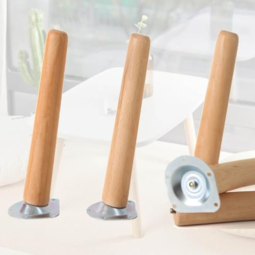 AUJLKJOUV 4 Stück Holz Möbelfüße Couch Schräg Konisch Ersatz Tischbeine mit Montageplatten und Schrauben Massivholz Möbelbeine für Tisch, Bett, Sofa, Laptop-Tischbeine, Schrank (75CM)