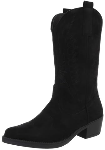 Ital Design Damen Stiefel mit Reißverschluss und Blockabsatz, spitze Form, Schwarz, Gr. 39