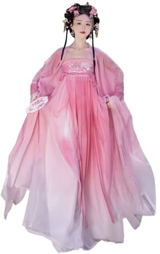 HIMKSRE Robe Hanfu Grande Taille 10XL for Femme, Costume de fée Chinoise d'halloween, Cosplay, dégradé Rose et Violet