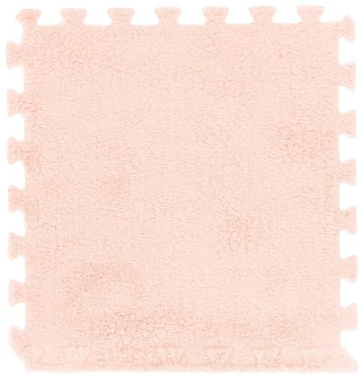 lvifloae 10pcs Plush Foam Splicing Floor Mat Interlocking Play Mat Non Slip Protective Floor Carpet Cuttable Thickened EVA Foam Carpet Tiles for Baby Crawling Nursery Bedroom (Camel)