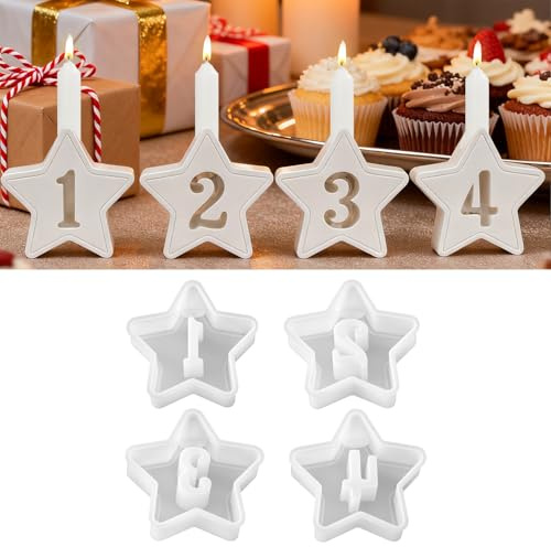 Silikonform Adventszahlen 1-4, Silikonformen Gießformen Adventskranz, Gießform Adventskranz 1-4 für Kerzen, Weihnachten Kerzenformen Gipsformen zum Gießen, Epoxidharz Formen für DIY Bastelarbeiten