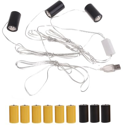Câble USB universel LR14 C - Remplace 4 piles 5 V 3 V LR14 C - Pour jouets de lampe et plus d'adaptateurs d'alimentation