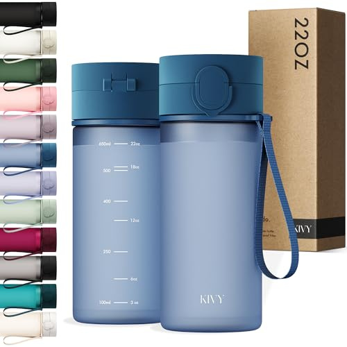 KIVY Trinkflasche 650ml [BPA FREI] Auslaufsicher & Spülmaschinenfest - Wasserflasche für Kinder & Erwachsene - Water Bottle Small - Trinkflasche Klein - Tritan Flasche für Kohlensäure geeignet