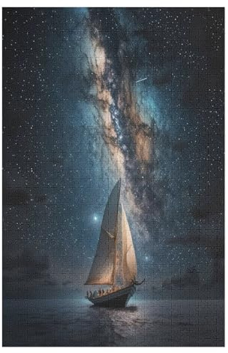 Segelboot Milky Way Puzzle Für Erwachsene,1000-teiliges Puzzles, Für Kinder,Holzpuzzle,Lernspielzeug, （78×53cm）