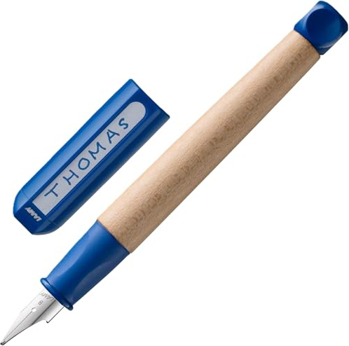 Lamy abc blue Füller - kindergerechter Schreiblernfüller mit ergonomischem Griff & polierter Stahlfeder in Strichbreite B robustes Ahorngehäuse inkl. Tintenpatrone T10 blau - Rechtshänder
